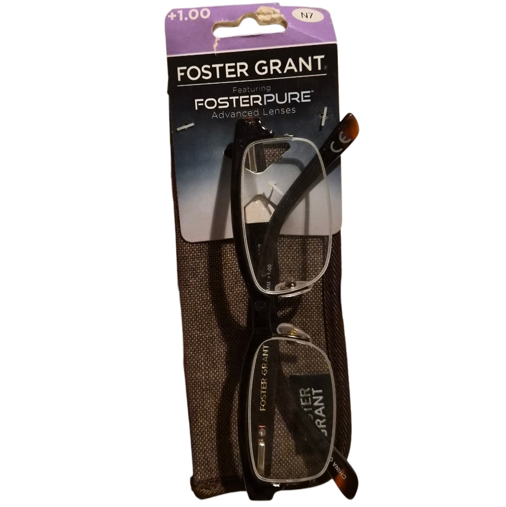 Foster Grant +1.00 Reading Glasses with Sleeve